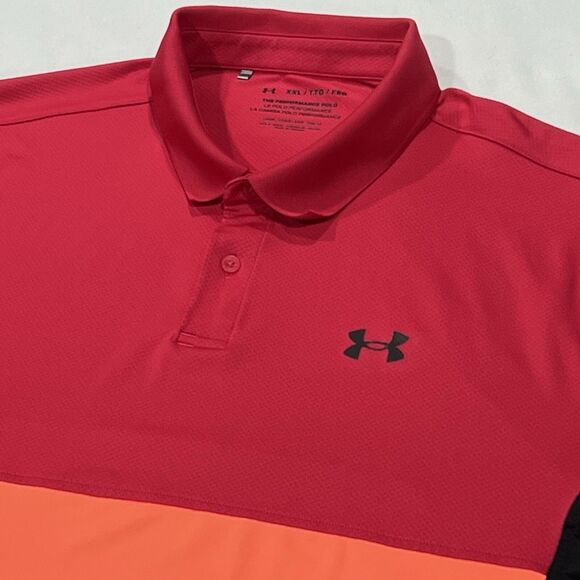 Under Armour Men Performance Blocked Golf Polo Shirt UPF40‎ Ref Orange Size 2XL - Picture 1 of 7